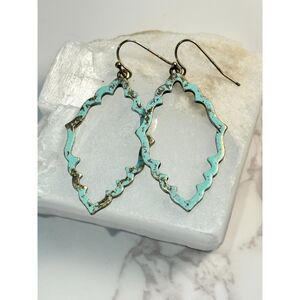 Boho Style Blue Painted Dangle Earrings